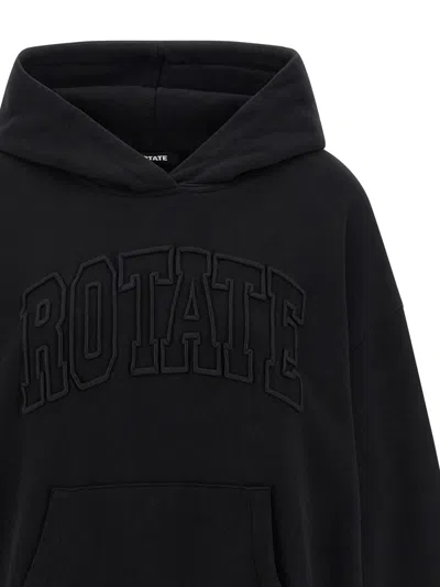 Rotate Birger Christensen Heavy Cotton Sweatshirt With Hood And Pouch Pocket In Black