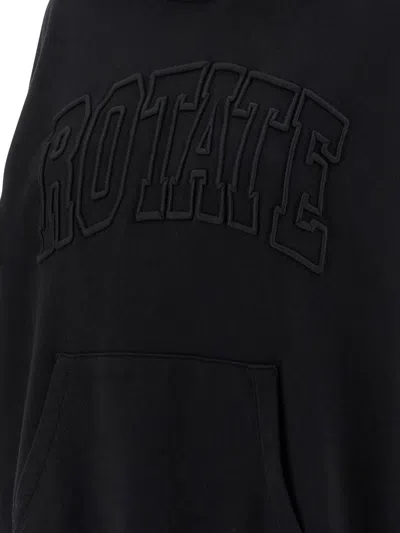Rotate Birger Christensen Heavy Cotton Sweatshirt With Hood And Pouch Pocket In Black