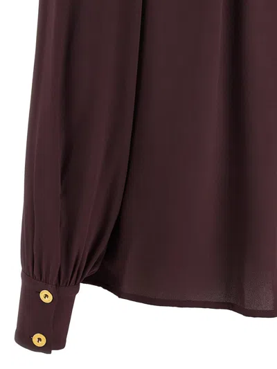 Elisabetta Franchi Jewel Detailed Georgette Blouse In Brown