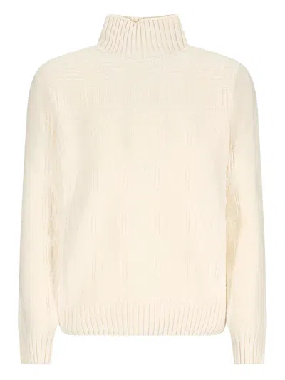 Cruciani Turtleneck Knited Sweater In Neutral