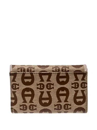Pre-owned Aigner Vintage  Monogram Clasp Wallet In Neutral