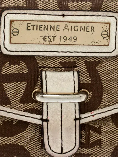 Pre-owned Aigner Vintage  Monogram Clasp Wallet In Neutral