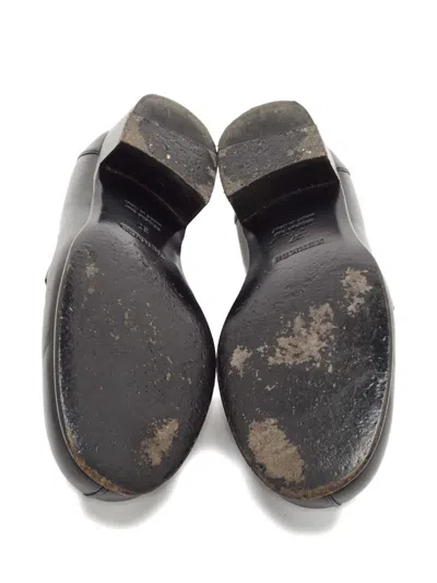 Pre-owned Hermes Lock-detail Leather Loafers In Black