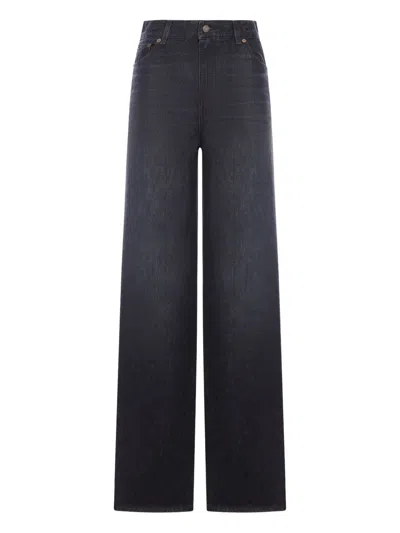 Chloé Wide Leg High Waisted Denim Jeans In Black