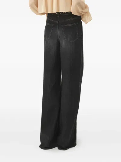 Chloé Wide Leg High Waisted Denim Jeans In Black