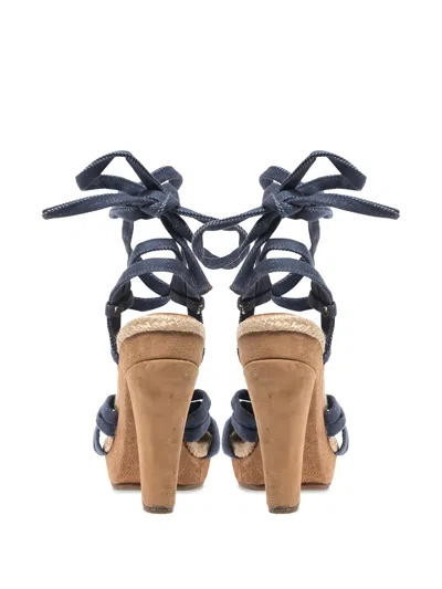 Pre-owned Marc Jacobs Vintage 115mm Denim-knot Platform Sandals