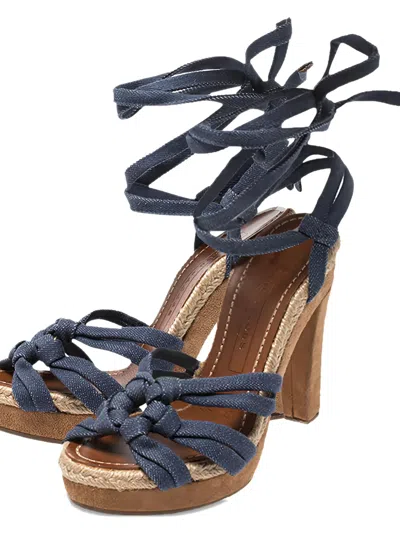 Pre-owned Marc Jacobs Vintage 115mm Denim-knot Platform Sandals
