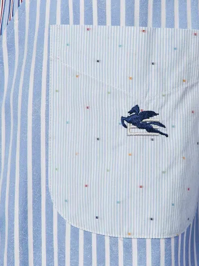 Pre-owned Etro Stripe Patchwork Shirt In Blue