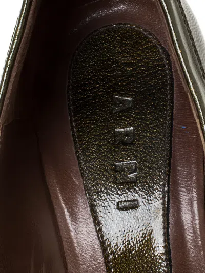 Pre-owned Marni 115mm Patent Leather Platform Pumps In Green