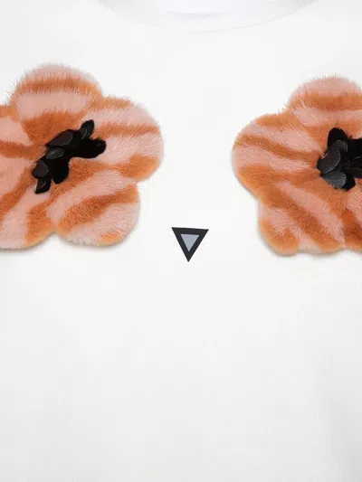 Pre-owned Fendi Floral-appliqué Sweater In White