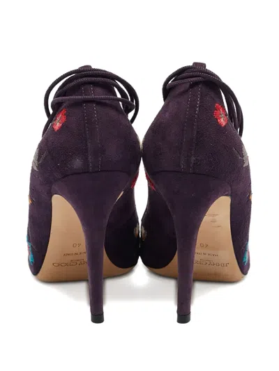 Pre-owned Jimmy Choo 105mm Embroidered Suede Pumps