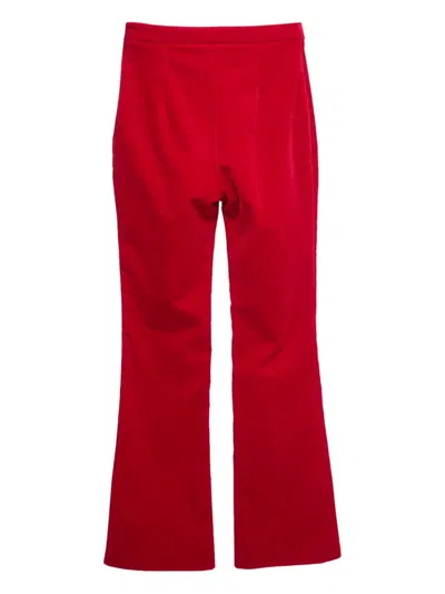 Pre-owned Elisabetta Franchi  Logo-plaque Velvet Trousers In Red