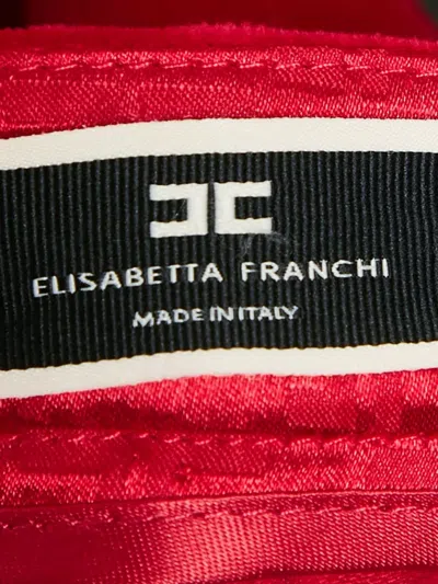 Pre-owned Elisabetta Franchi  Logo-plaque Velvet Trousers In Red
