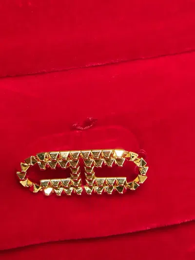 Pre-owned Elisabetta Franchi  Logo-plaque Velvet Trousers In Red