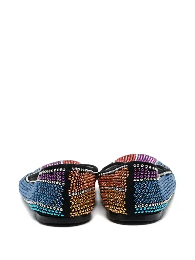 Pre-owned Giuseppe Zanotti Vintage  Crystal-embellished Striped Ballet Flats In Neutral