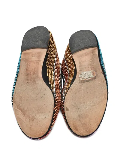 Pre-owned Giuseppe Zanotti Vintage  Crystal-embellished Striped Ballet Flats In Neutral