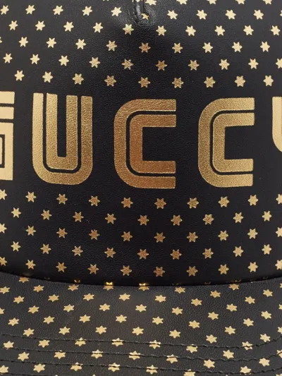 Pre-owned Gucci Star-pattern Mesh Cap In Black