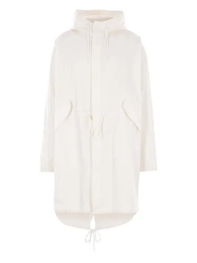Mm6 Maison Margiela Drawstring Hooded Parka In White