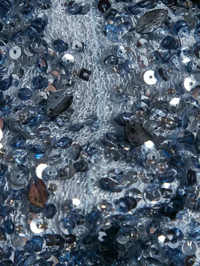 Pre-owned Biba One-shoulder Sequined Gown In Blue