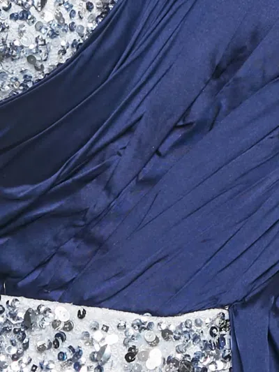 Pre-owned Biba One-shoulder Sequined Gown In Blue