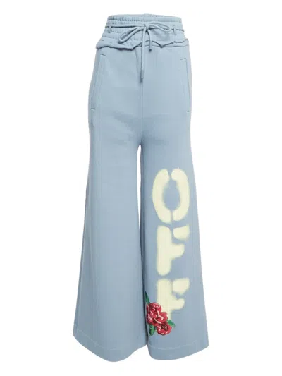 Pre-owned Off-white Rose-detail Drawstring Trousers In Blue