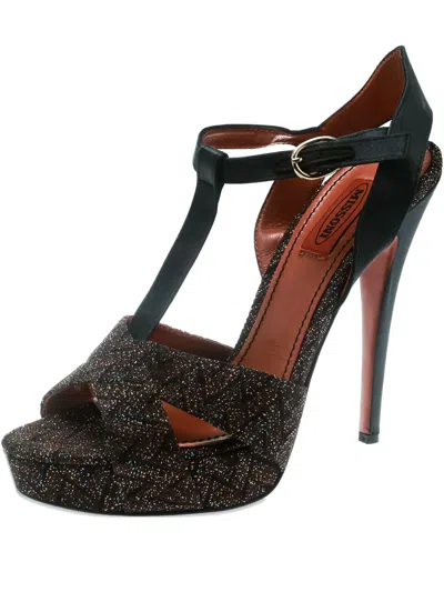 Pre-owned Missoni 150mm T-strap Platform Sandals In Black