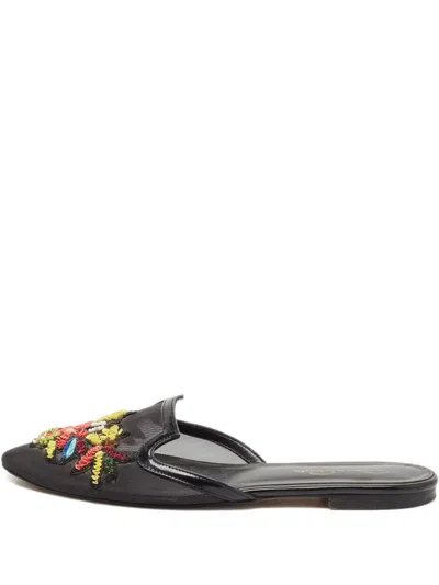 Pre-owned Oscar De La Renta Mesh Embellishment Mules