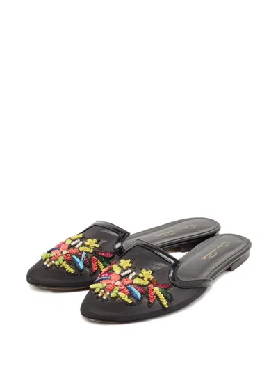 Pre-owned Oscar De La Renta Mesh Embellishment Mules