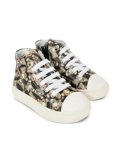 Moschino Teddy-print High-top Trainers In Black
