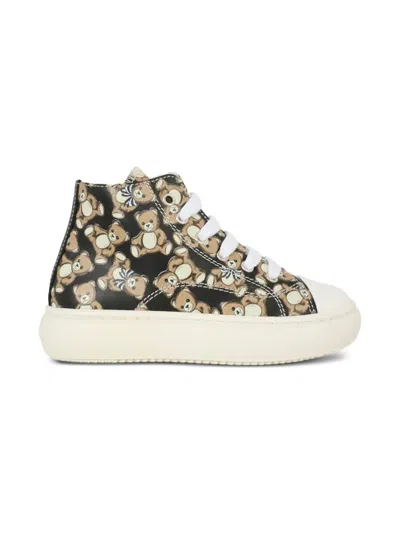 Moschino Teddy-print High-top Trainers In Black