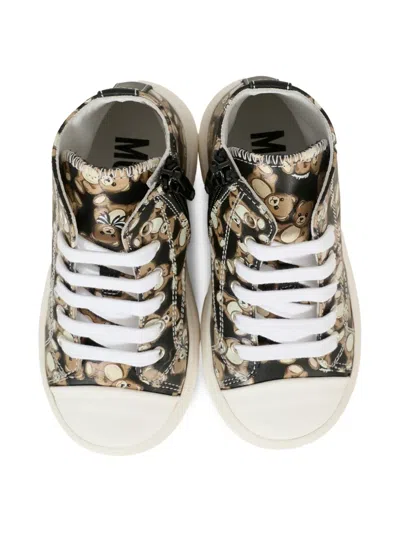 Moschino Teddy-print High-top Trainers In Black