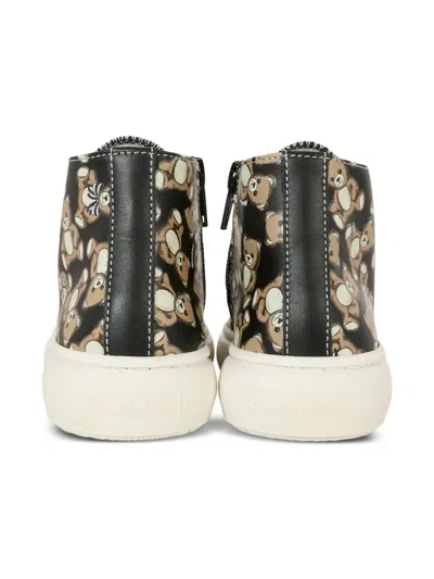 Moschino Teddy-print High-top Trainers In Black