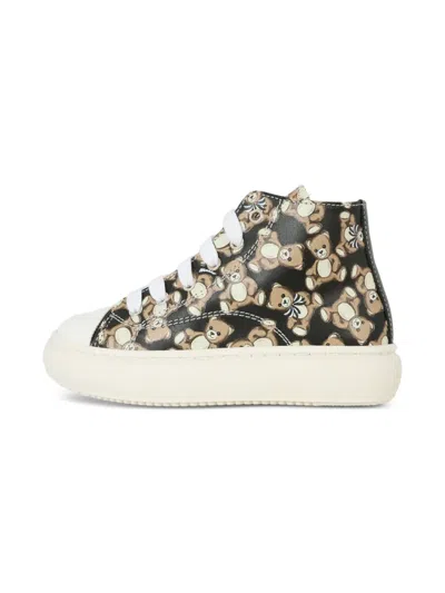 Moschino Teddy-print High-top Trainers In Black