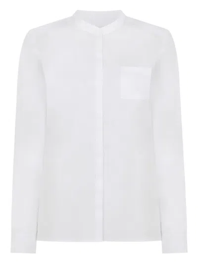 Jane Mandarin-collar Shirt In White