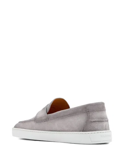 Magnanni Penny Suede Loafers In Gray