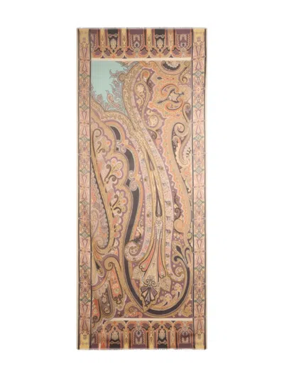 Etro Paisley-print Silk Scarf In Brown