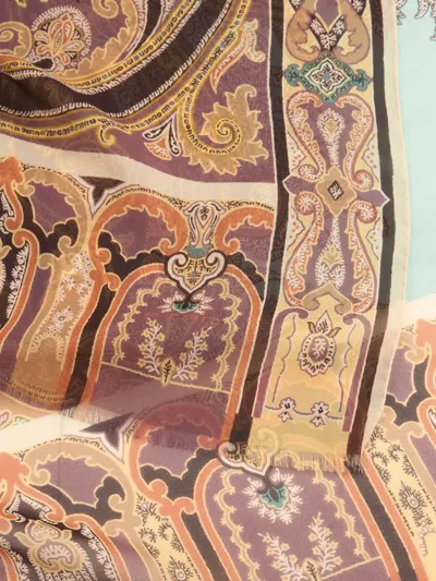 Etro Paisley-print Silk Scarf In Brown