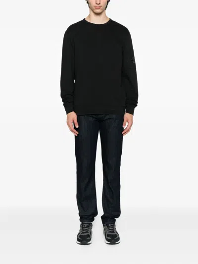 C.p. Company C.p.company Logo Cotton Crewneck Sweatshirt In Black