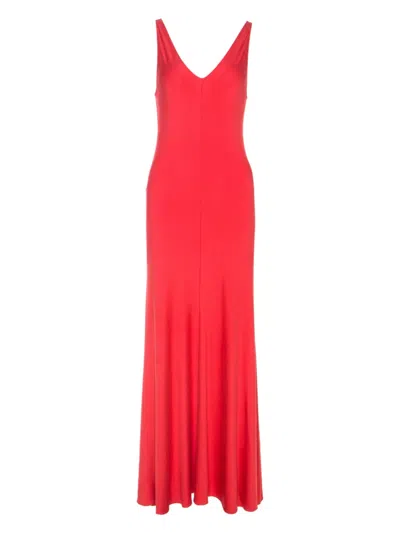 Pre-owned Polo Ralph Lauren Vintage  V-neck Maxi Dress In Pink