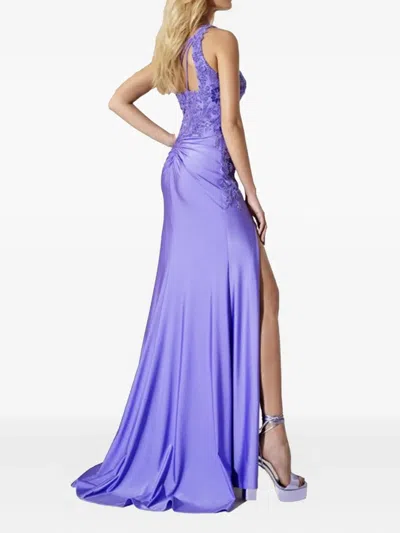 Allure Embellished One-shoulder Maxi Dress In Blue