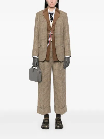 Thom Browne Ginclub Check Cheviot Tweed Trousers In Brown
