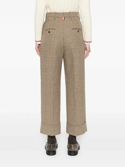 Thom Browne Ginclub Check Cheviot Tweed Trousers In Brown