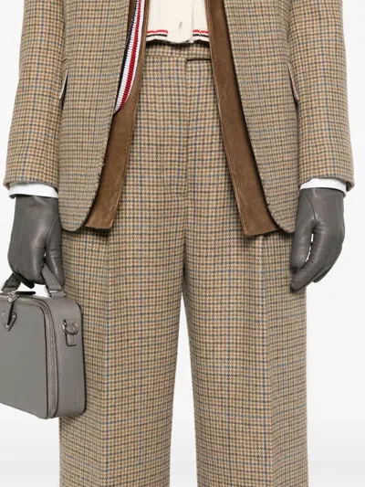 Thom Browne Ginclub Check Cheviot Tweed Trousers In Brown