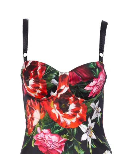 Dolce & Gabbana Anemone Floral Satin Bustier Dress