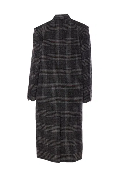 Isabel Marant Étoile Womens Grey Lexana Double-breasted Wool Coat In Brown