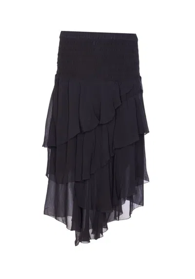 Isabel Marant Étoile Layered Sheer Skirt With Ruffled Flounces In Black