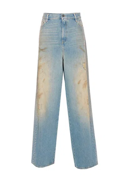 Golden Goose Embellished Wide-leg Jeans In Blue