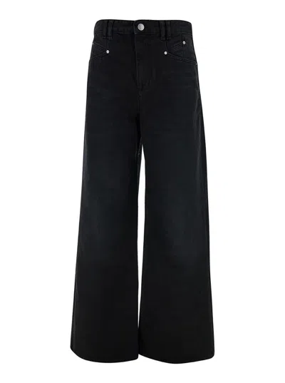Isabel Marant 'lemony' Black Five-pocket Jeans With Logo Patch In Cotton Denim Woman