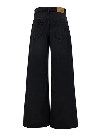 Isabel Marant 'lemony' Black Five-pocket Jeans With Logo Patch In Cotton Denim Woman