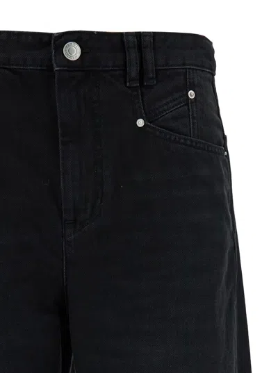 Isabel Marant 'lemony' Black Five-pocket Jeans With Logo Patch In Cotton Denim Woman